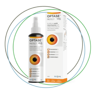 Optase protect eyelid cleansing spray with Eye-online 3 colour rings