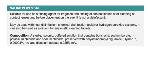 Saline Plus 360ml specifications