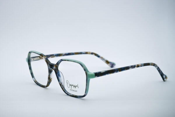 Blue Cruise Square Eyeglasses with Green Tips Side View Original