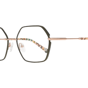 Matte gold & blue hexagonal metal eyeglasses CM488 La Mystérieuse Side